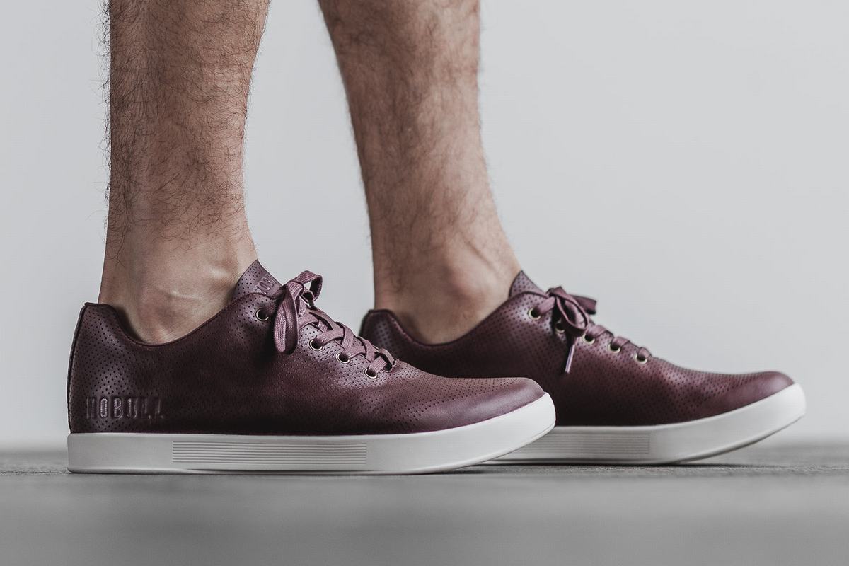 Nobull Leather Men's Trainers Burgundy | Australia (ML6105)